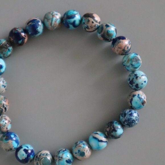 Blue Jasper Stretch Bracelet - Picture 5 of 11